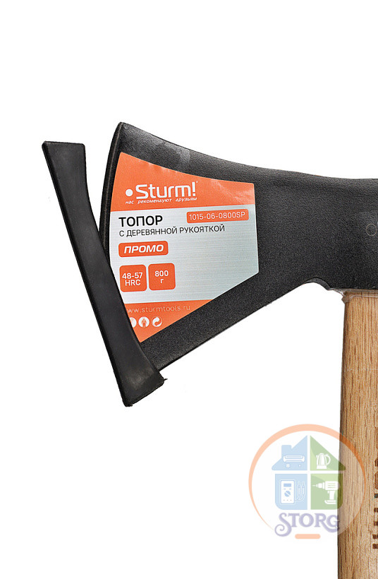Топор Sturm! 1015-06-0800SP, 800 гр, ДЕРЕВЯННАЯ РУКОЯТКА, КОВАНАЯ СТАЛЬ, ПРОМО