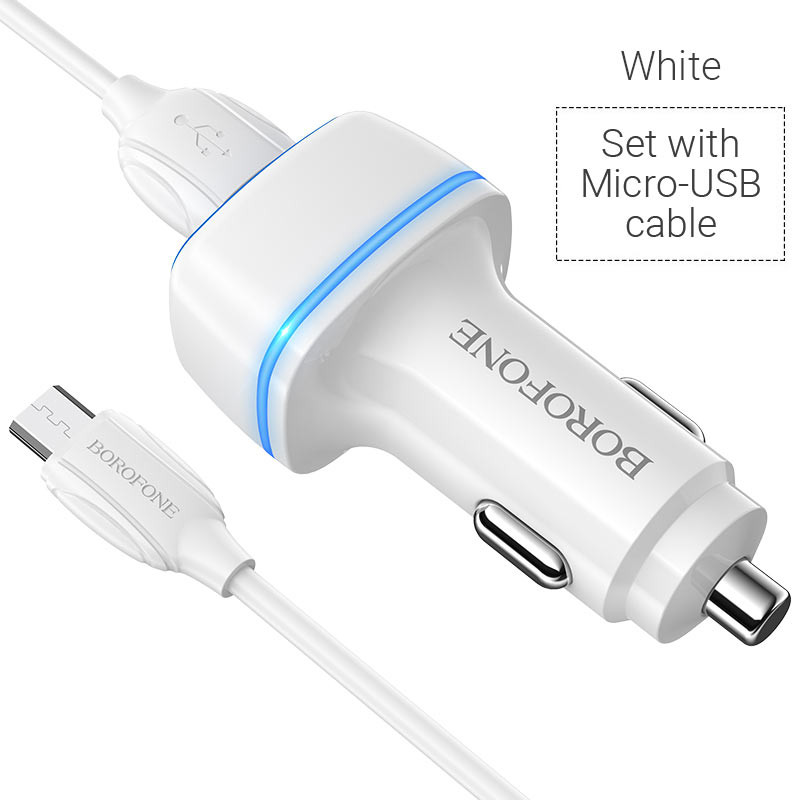 АЗУ BOROFONE BZ14 Max 5V2,4A 2USB + кабель MicroUSB (white)