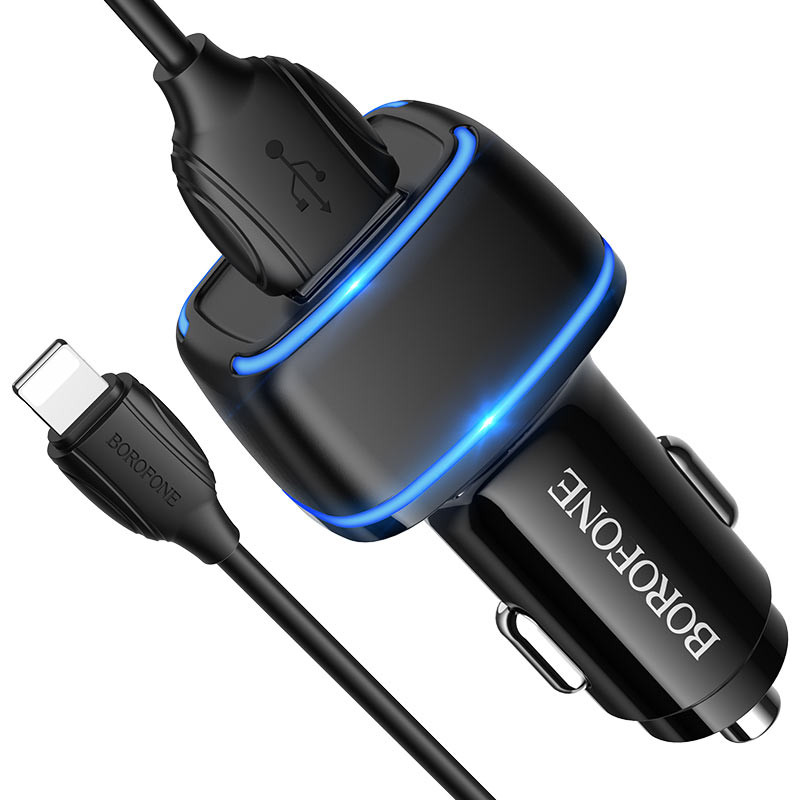 АЗУ BOROFONE BZ14 Max 5V2,4A 2USB + кабель Lightning (black)