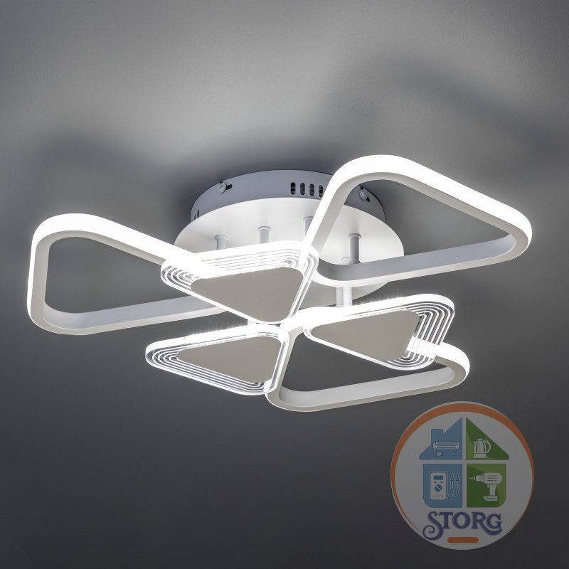 Люстра потолочная LED димм NUVOLA с ДУ, 3 режима, O570х135, 108Вт, 33м2, белый, 52939 6, Ritter