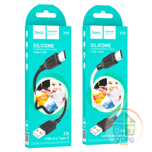 USB кабель Silicone HOCO X90 Type-C/ 1m/ 2,4A/ Силикон/ White