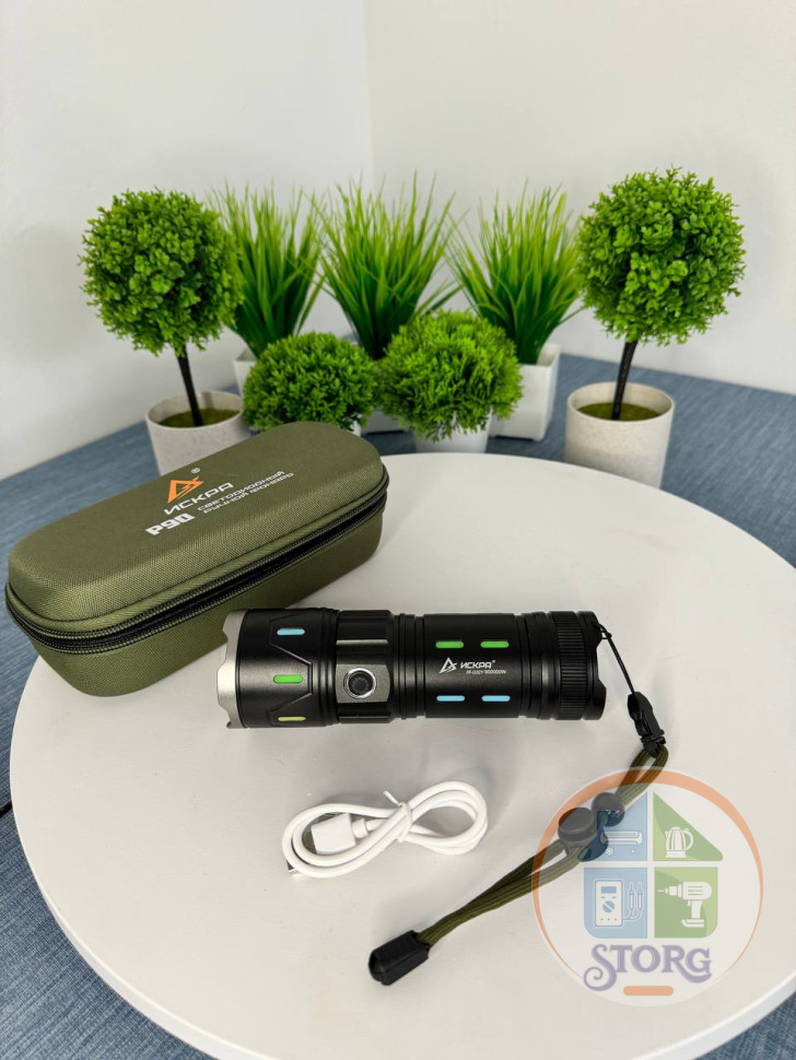 Ручной фонарь Лазерный диод 35w ИСКРА IR-G32, 1 Режим свечения, Встроенный PowerBank