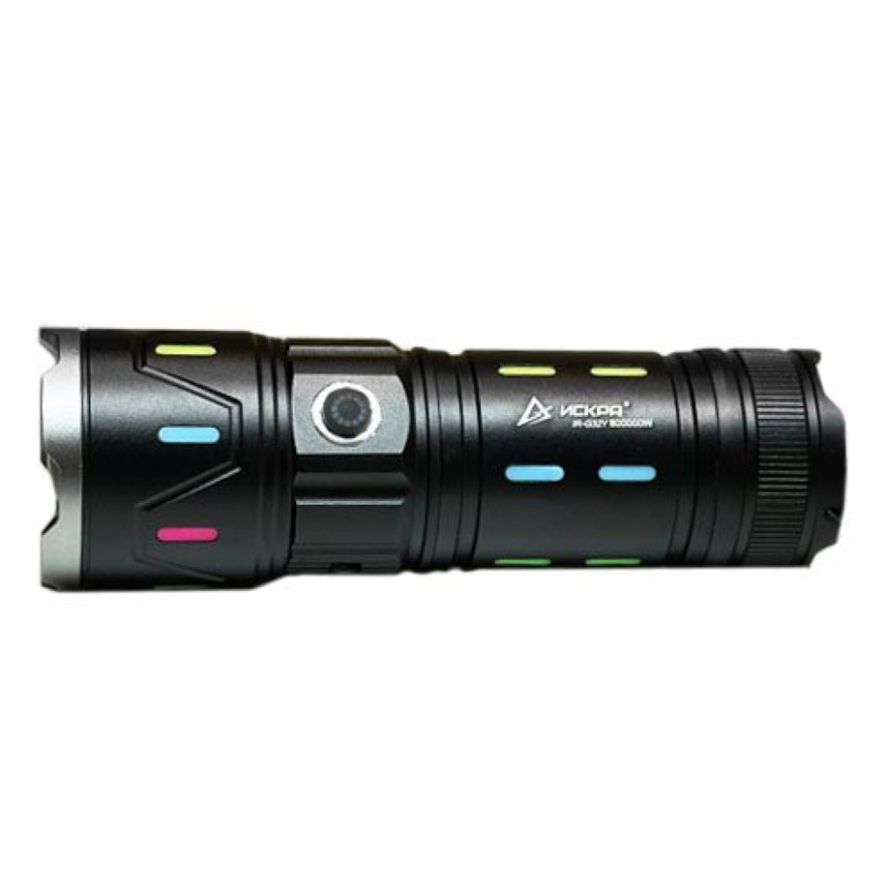 Фонарь ручной светодиодный ИСКРА IR-G32, лазерный диод, 35w, 1 режим, встрой.PowerBank