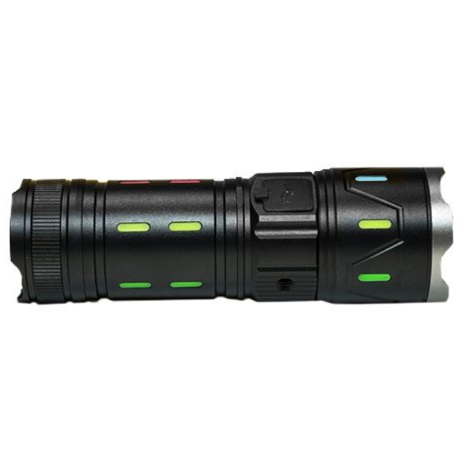 Фонарь ручной светодиодный ИСКРА IR-G32, лазерный диод, 35w, 1 режим, встрой.PowerBank
