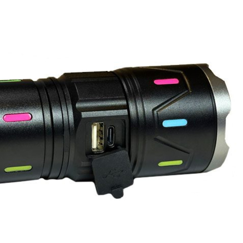 Фонарь ручной светодиодный ИСКРА IR-G32, лазерный диод, 35w, 1 режим, встрой.PowerBank