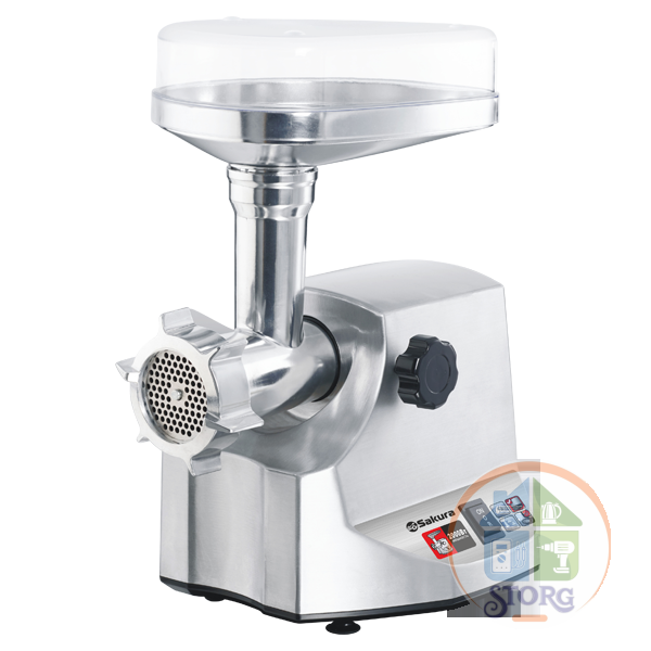 Мясорубка электрическая SAKURA SA-6411 Professional (Белый; Мощность 2400Вт; Реверс;Металлич.корпус)