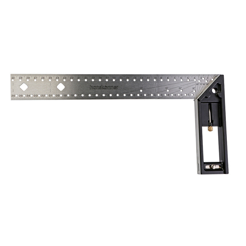 Угольник разметочный Hanskonner HK2020-11-300, 300мм, выдвижной упор, чертилка