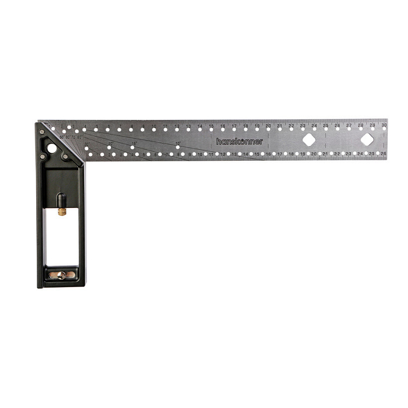 Угольник разметочный Hanskonner HK2020-11-300, 300мм, выдвижной упор, чертилка