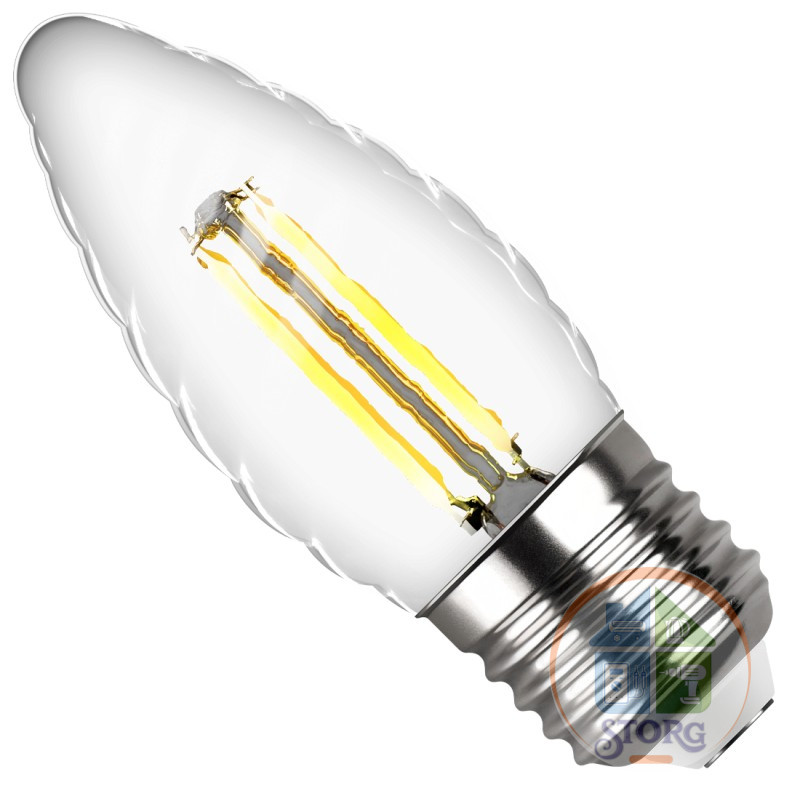 Филаментная лампа Cвеча витая TC37 E27 5W, 4000K, DECO Premium, нейтральный свет