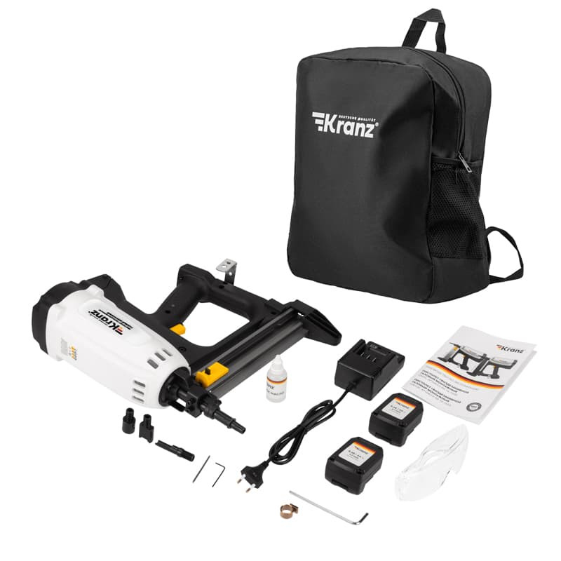 Гвоздезабивной пистолет газовый монтажный KRANZ GN95, 95Дж, длина гвоздей 15-40мм, диаметр 2,7-3мм