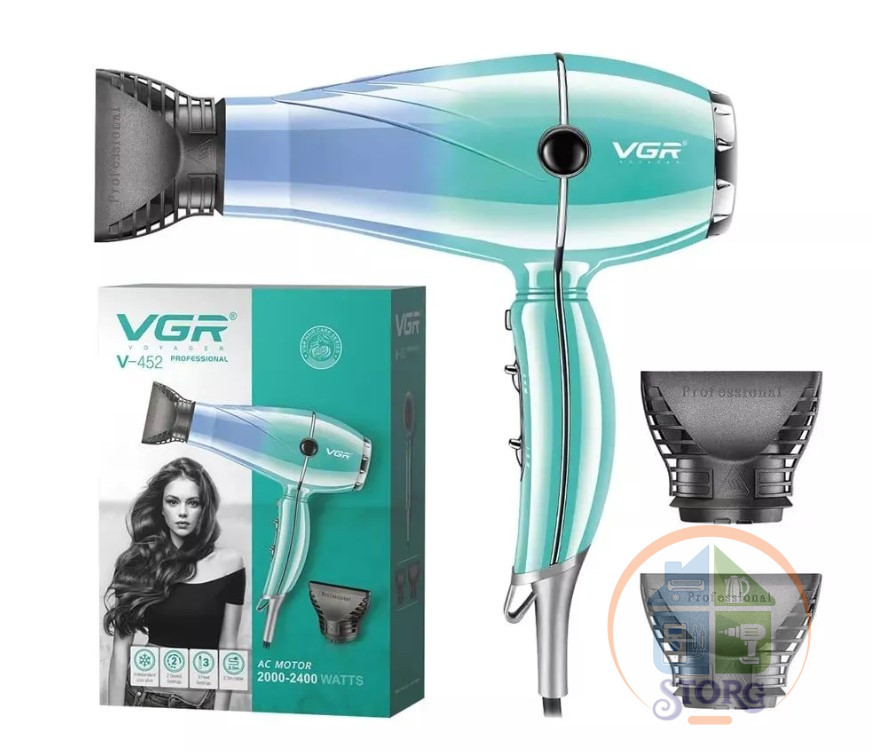 Фен для волос салонный VGR V-452 Professional 2400Вт, керамическая технология