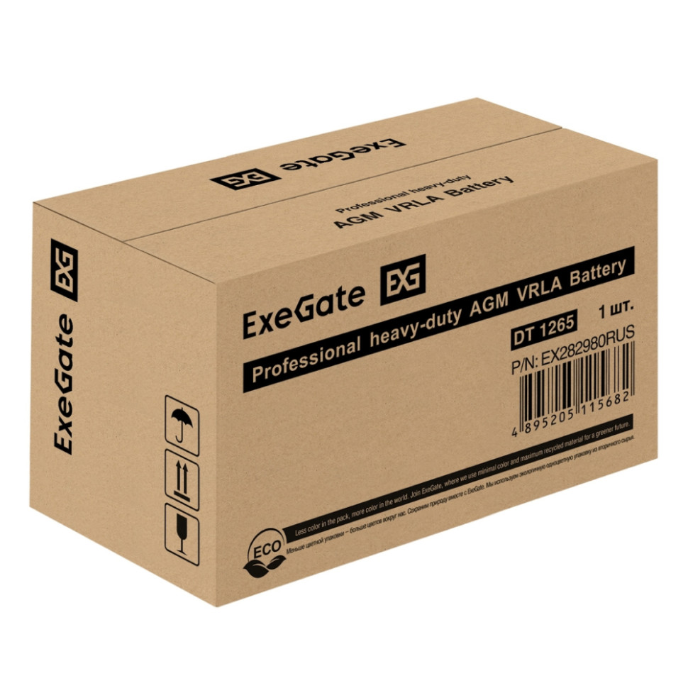 Аккумуляторная батарея ExeGate DT 1265 (12V 65Ah, под болт М6)