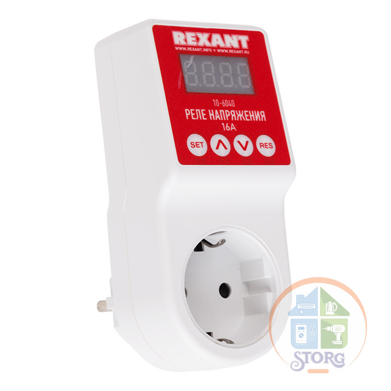 Отсекатель напряжения устройство защиты по напряжению Rexant 10-6040  c дисплеем 16А 3кВт
