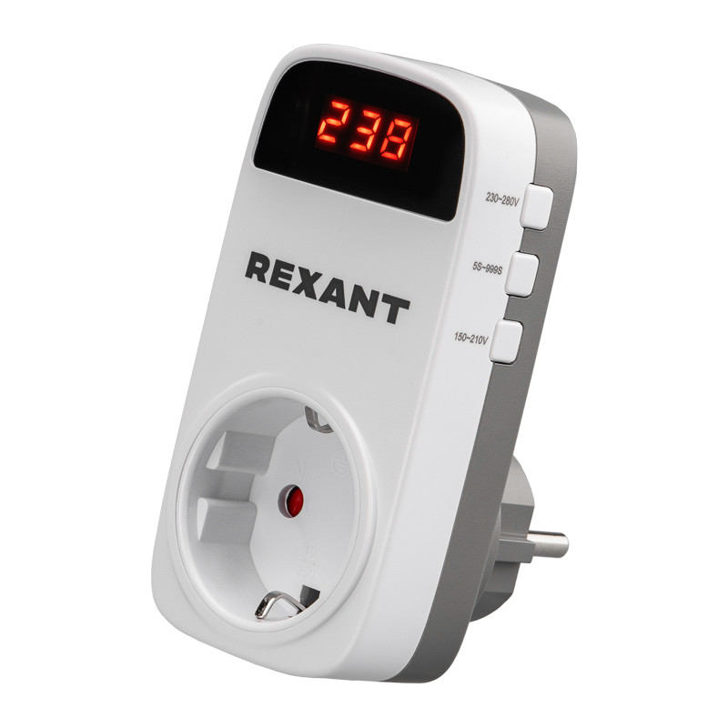 Отсекатель напряжения устройство защиты по напряжению REXANT 10-6040 c дисплеем 16А 3кВт Отсекатель напряжения устройство защиты по напряжению REXANT 10-6040 c дисплеем 16А 3кВт