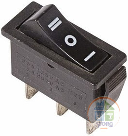 Выключатель клавишный 250V 10А (3с) ON-OFF-ON черный  с нейтралью  (RWB-411, SC-791)  REXANT
