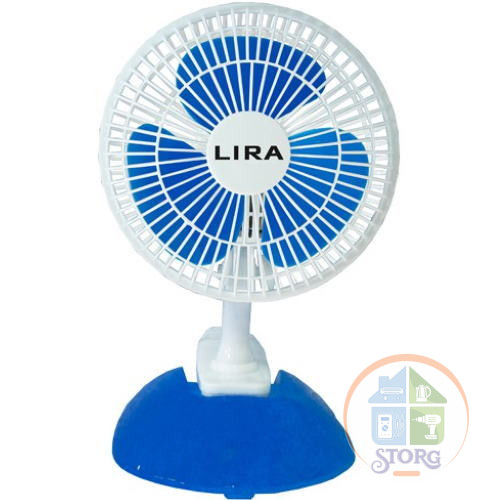 Вентилятор настольный LIRA LR1102, белый/синий, 25 Вт, ОБМЕННАЯ ГАРАНТИЯ, 15 см диамметр