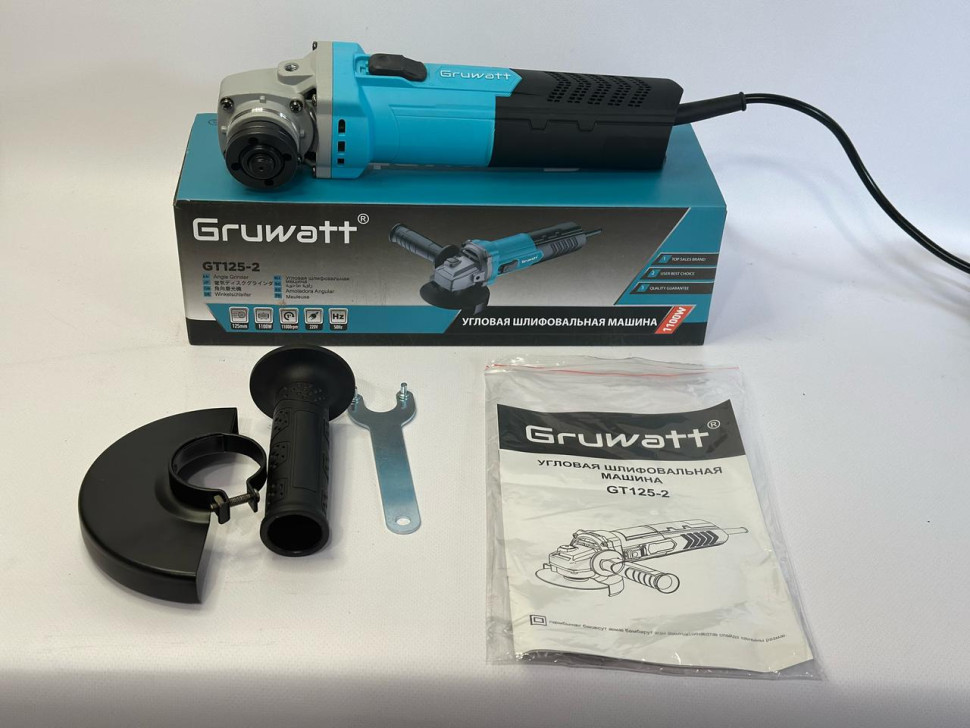 Машина угловая шлифовальная Gruwatt AG012, 125 мм, 1100 Вт, 11000 об/мин Машина угловая шлифовальная Gruwatt AG012, 125 мм, 1100 Вт, 11000 об/мин