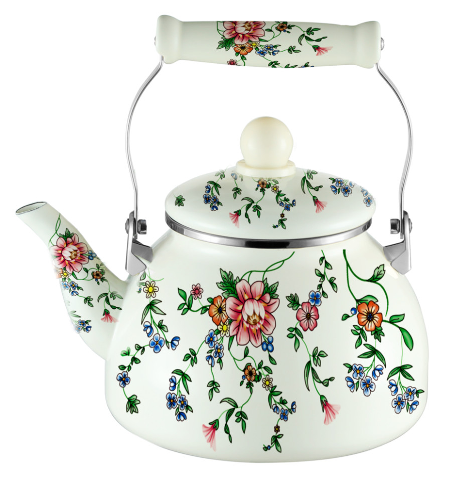 Чайник эмалированный KELLI KL-4471, 3.0л, 3-х слойное внешнее и внутреннее покрытие, керамич. ручка