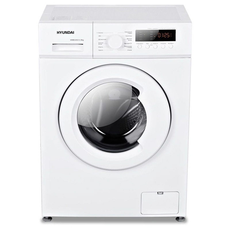 Стиральная машина Hyundai WME6003, Белый, 6кг, 40л, инверторный мотор, пар, 59.5x85x44см