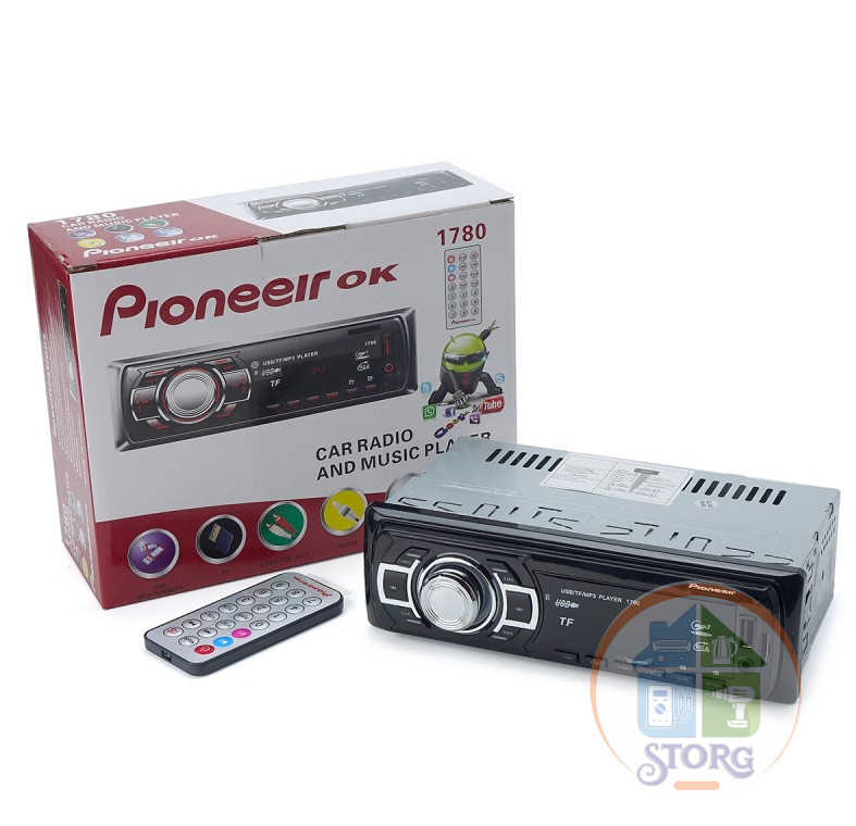 Автомагнитола PioneeirOk  LED-1780(4*50Вт, с пультом, USB и SD карт,AUX. Дисплей с LED подсветкой,