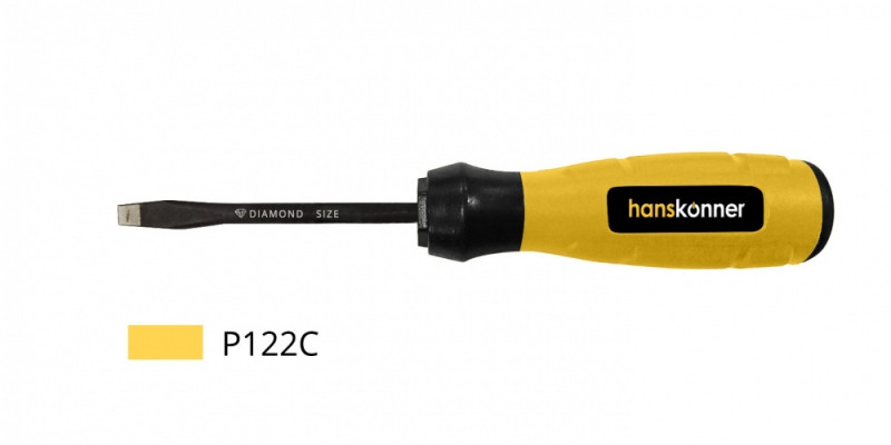 Отвертка шлицевая 5x200 АЛМАЗН. НАКОНЕЧ, твердость 59 HRC, S2, Hanskonner HK1040-16-SL5-200