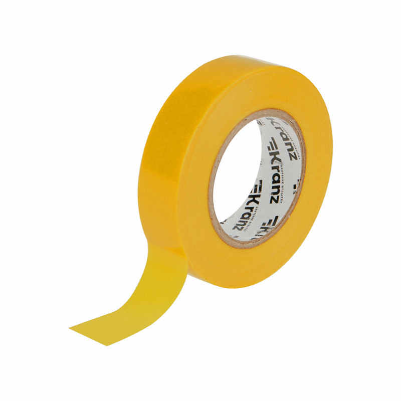 Изолента ПВХ KRANZ 19 мм х 25 м, желтая, (упак. 5 роликов)
