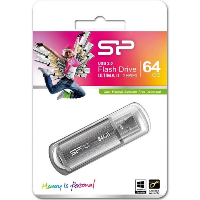 Flash Drive 64G USB 2.0 SiliconPower Ultima II Silver (SP064GBUF2M01V1S)