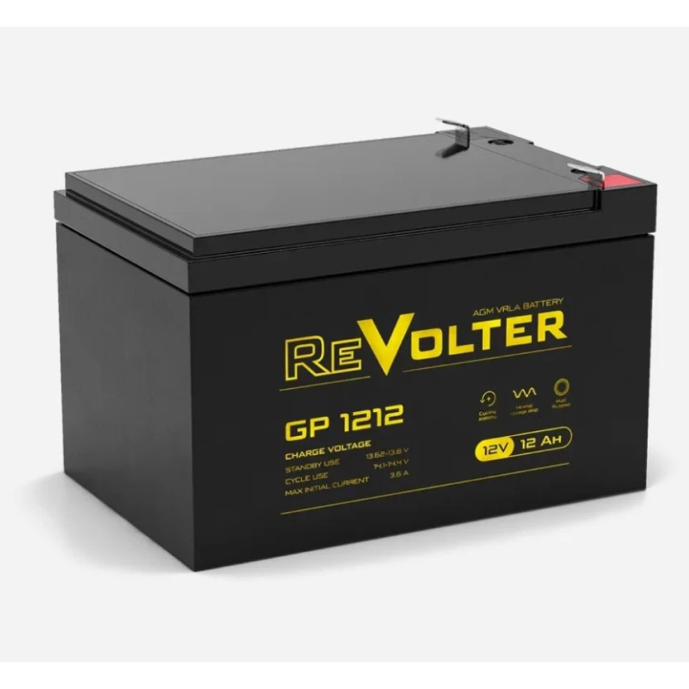 Аккумуляторная батарея REVOLTER GP 1212 свинцово‑кислотный AGM (12V, 12Ah, FASTON F2 (6,35 мм))
