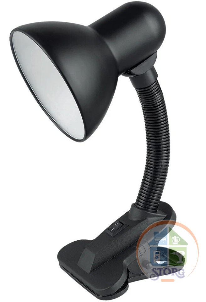 Светильник настольный на прищепке Е27 GLANZEN DL-0001-40-C-black, до 60Вт, 220В, черный