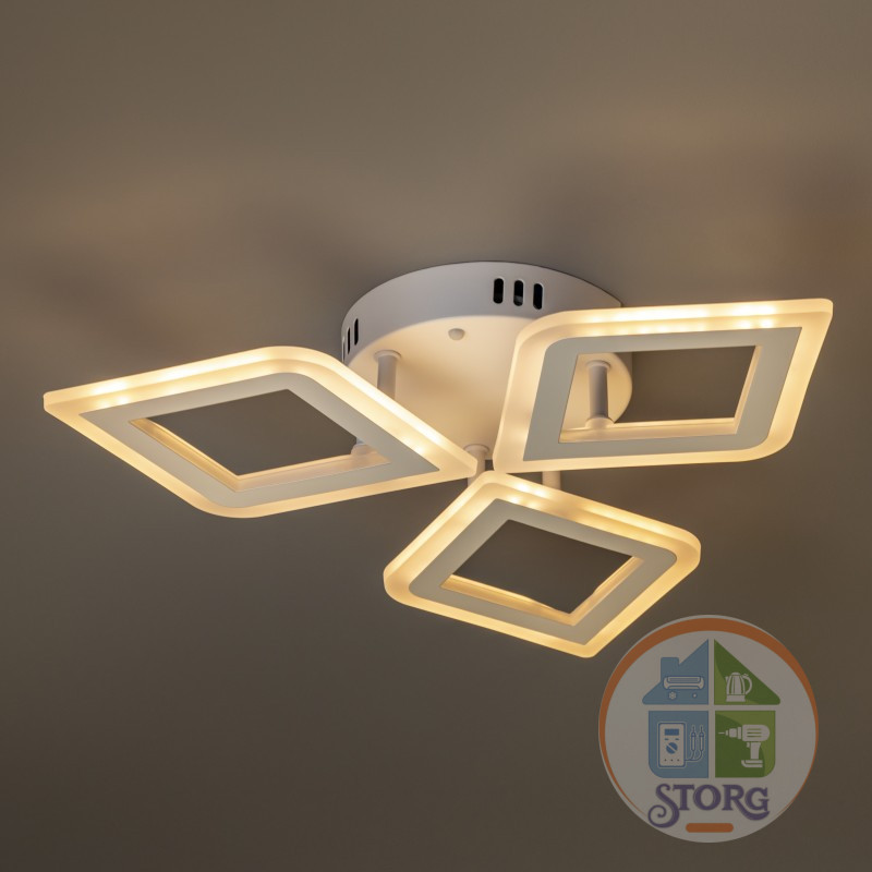 Люстра потолочная LED димм FIUGGI 450х450х75мм 78Вт 2700K/4200K/6400K 16м? белый 52182 6 Ritter