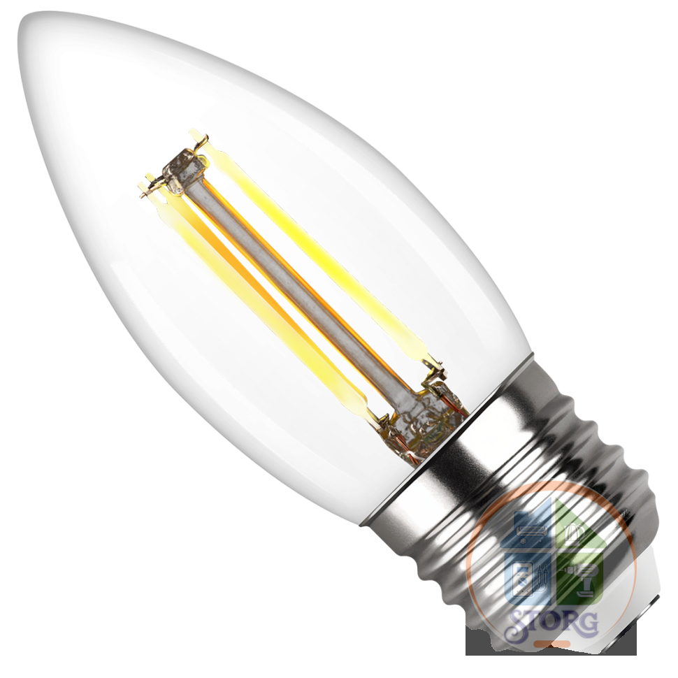 Светодиодная лампа FILAMENT свеча C37 E27 5W, 2700K, DECO Premium теплый свет