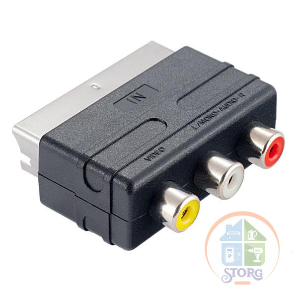 PERFEO Переходник SCART (21 pin) вилка "IN" - 3xRCA розетка, видео + стерео-аудио (A7007)