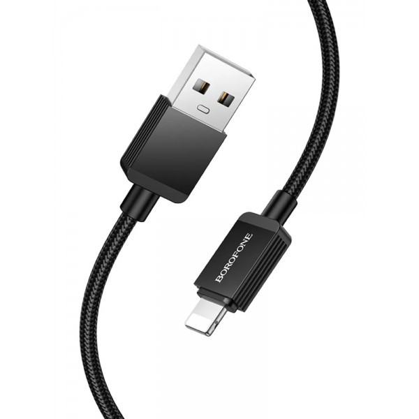 USB кабель Borofone BX120 Lightning нейлон, 1м (black) 3.0A