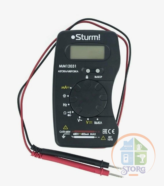 Мультиметр Sturm! MM12031, ЖК дисплей, АВТОДИАПАЗОН,4-500 В