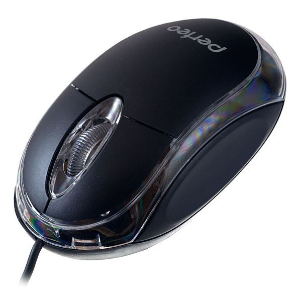Мышь оптическая Perfeo "GLOW", подсветка, оптич., 3 кн, USB, чёрная (PF-010-CB) COLOR BOX