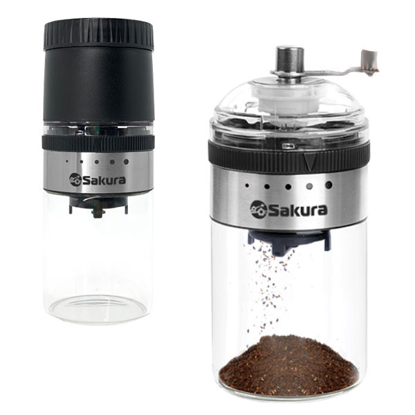 Кофемолка SAKURA SA-6164, мех.управл, стекл.стакан, керам.жернова, реглировка степени помола