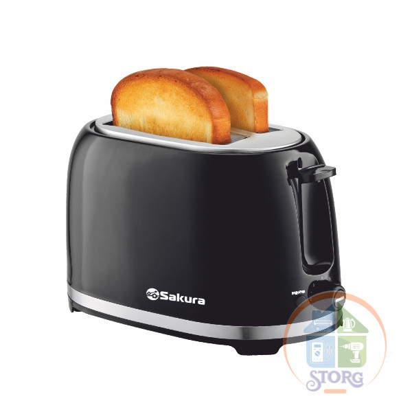 Тостер SAKURA SA-7610BK, черный, 850Вт, 7 режимов, лоток для крошек