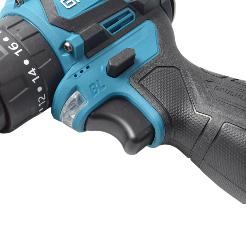 Дрель аккумуляторная ударная бесщеточная GROWER DBL-C1, 2-Li-ion аккум., медная обмотка,