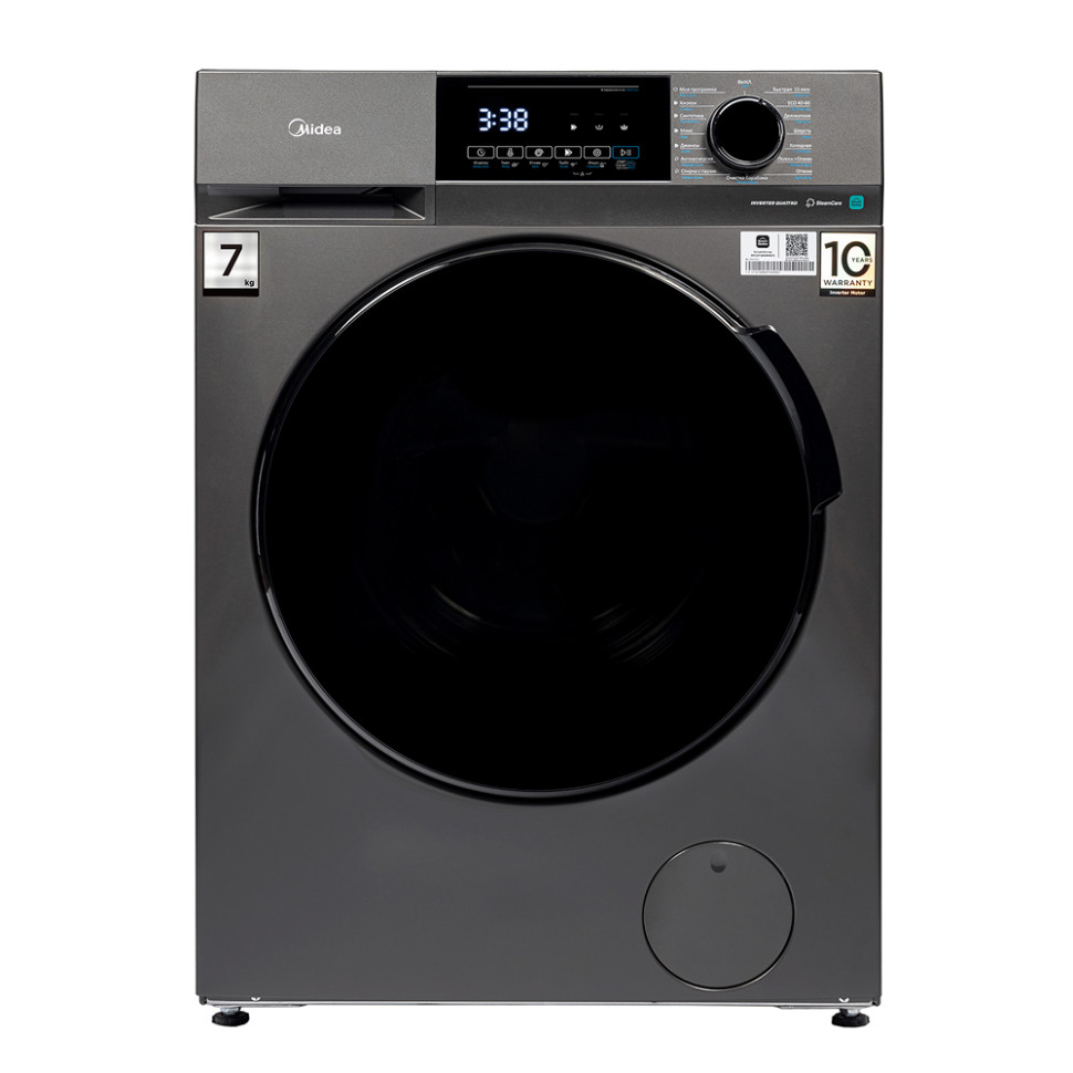 Стиральная машина MIDEA MFC3712BSW40/S Тёмное серебро, 7кг, 19 прог., инверт., пар, 85х59,5х40,5см Стиральная машина MIDEA MFC3712BSW40/S Тёмное серебро, 7кг, 19 прог., инверт., пар, 85х59,5х40,5см