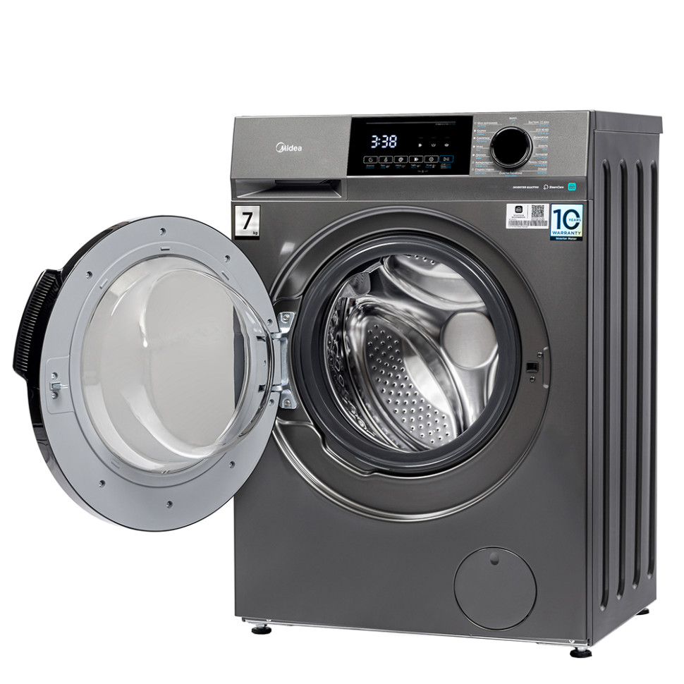 Стиральная машина MIDEA MFC3712BSW40/S Тёмное серебро, 7кг, 19 прог., инверт., пар, 85х59,5х40,5см Стиральная машина MIDEA MFC3712BSW40/S Тёмное серебро, 7кг, 19 прог., инверт., пар, 85х59,5х40,5см