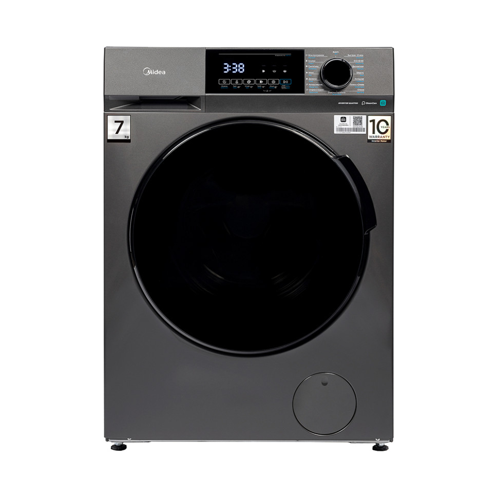 Стиральная машина MIDEA MFC3712BSW40/S Тёмное серебро, 7кг, 19 прог., инверт., пар, 85х59,5х40,5см Стиральная машина MIDEA MFC3712BSW40/S Тёмное серебро, 7кг, 19 прог., инверт., пар, 85х59,5х40,5см