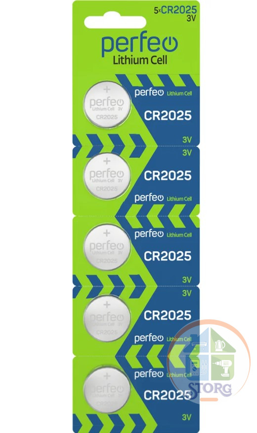 Элемент питания Perfeo CR2025/5BL Lithium Cell