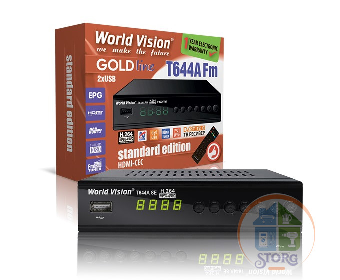 Цифровая приставка DVB-T2 World Vision T644A FM SE ( проц/GUOXIN GX6701, МЕТАЛЛ, кнопки, ДИСПЛЕЙ )
