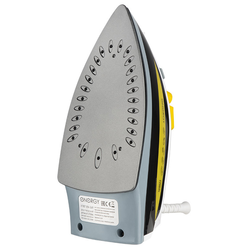 Утюг ENERGY EN-349 Желтый/Черный; 2200Вт; Тефлоновая подошва