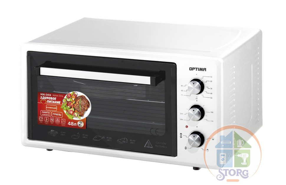 Духовой шкаф OPTIMA OFC-48W (Белый; Объем 48л; Мощность 1600Вт; Конвекция; Таймер; Лампа; ТУРЦИЯ)