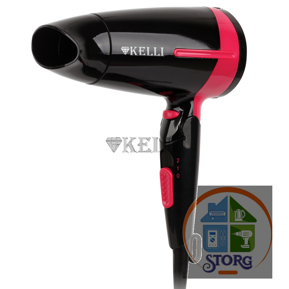 Фен для волос KELLI KL-1120, 1400Вт, 3 режима нагрева, 2 скорости воздушного нагрева, 100% обмен