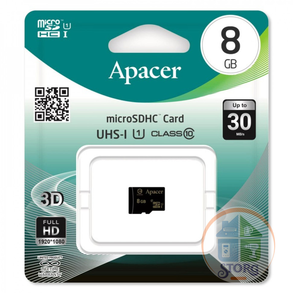 Apacer microSD 8GB High-Capacity (Class 10) w/o Adapter