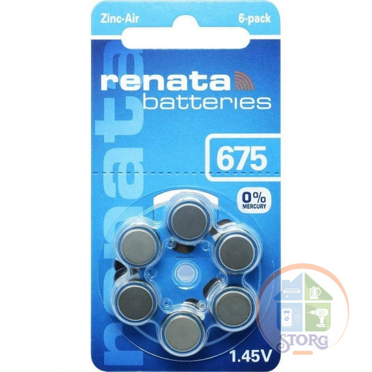 Элемент питания Renata ZA675/6BL для слуховых аппаратов