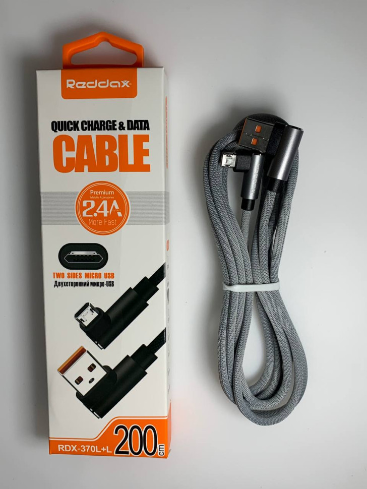 USB кабель Reddax RDX-370 L+L micro usb 2м прорезиненный (grey)