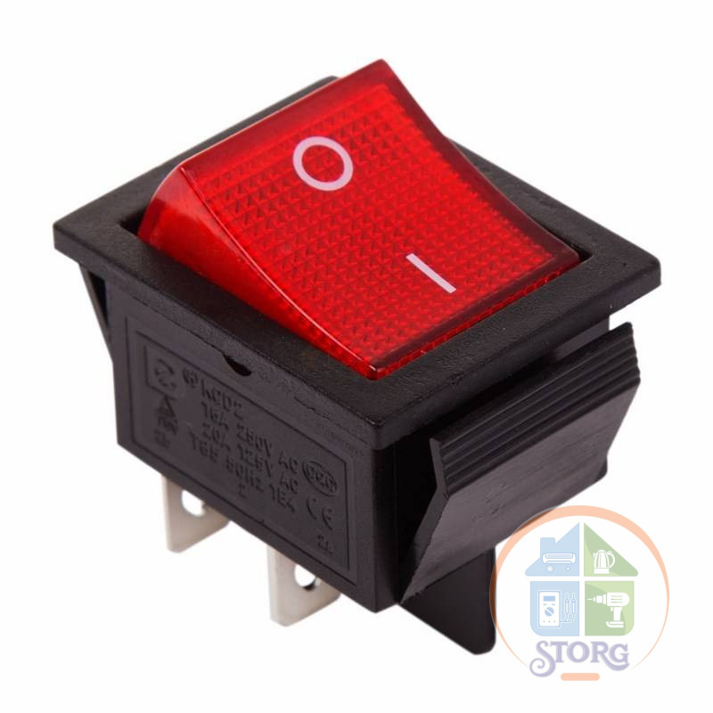 Выключатель клавишный 250V 20А (4с) ON-OFF красный  с подсветкой (RWB-502, SC-767, IRS-201-1) REXANT